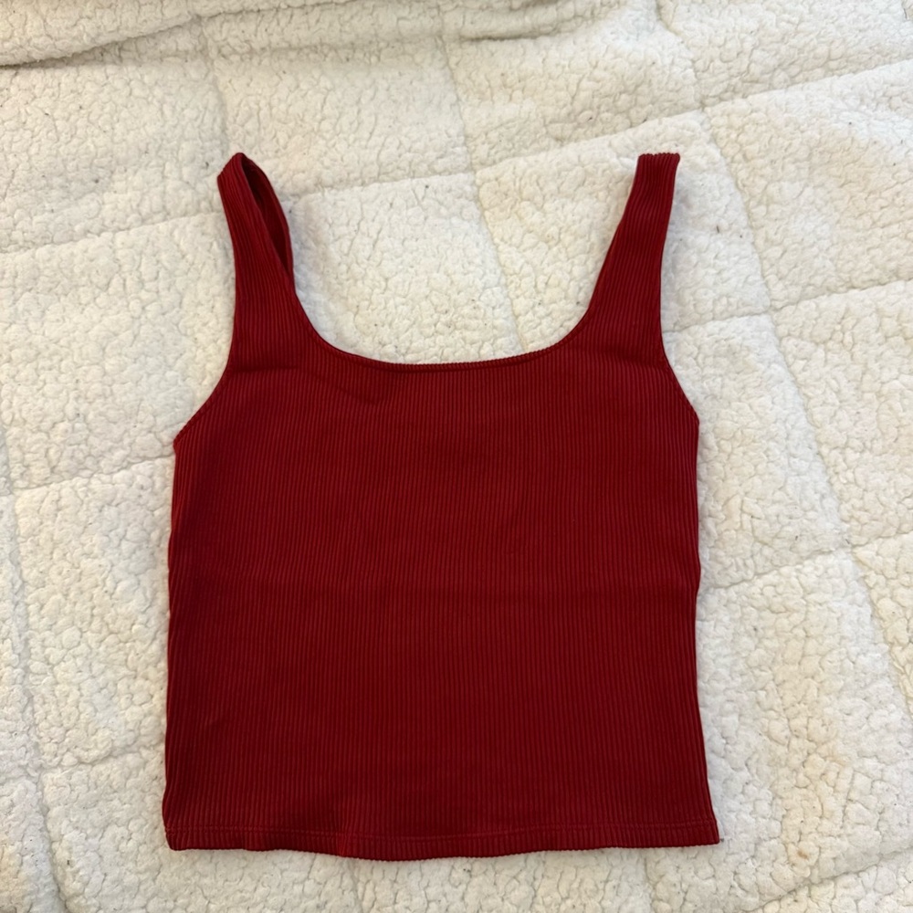 Dynamite Ribbed Scoop-Neck Tank Top - Crimson Red